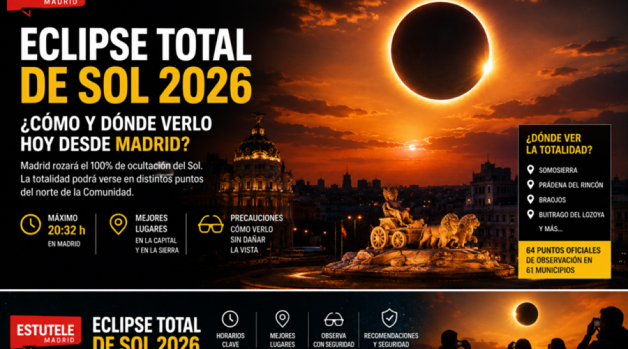 ECLIPSE TOTAL DE SOL 2026: C&Oacute;MO Y D&Oacute;NDE VERLO HOY DESDE MADRID.