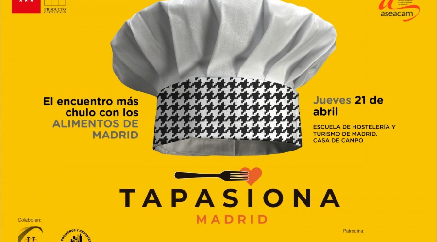 El evento Tapasiona Madrid. Bajo el amparo de la Comunidad de Madrid, que se llevara a cabo este Jueves 21 de abril en la escuela de hostelería de la Comunidad de Madrid, de la casa de campo a las 9,30 de la mañana. 