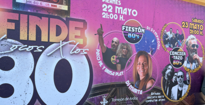 Torrej&oacute;n de Ardoz anuncia el regreso del festival gratuito "Locos X los 80" en mayo.